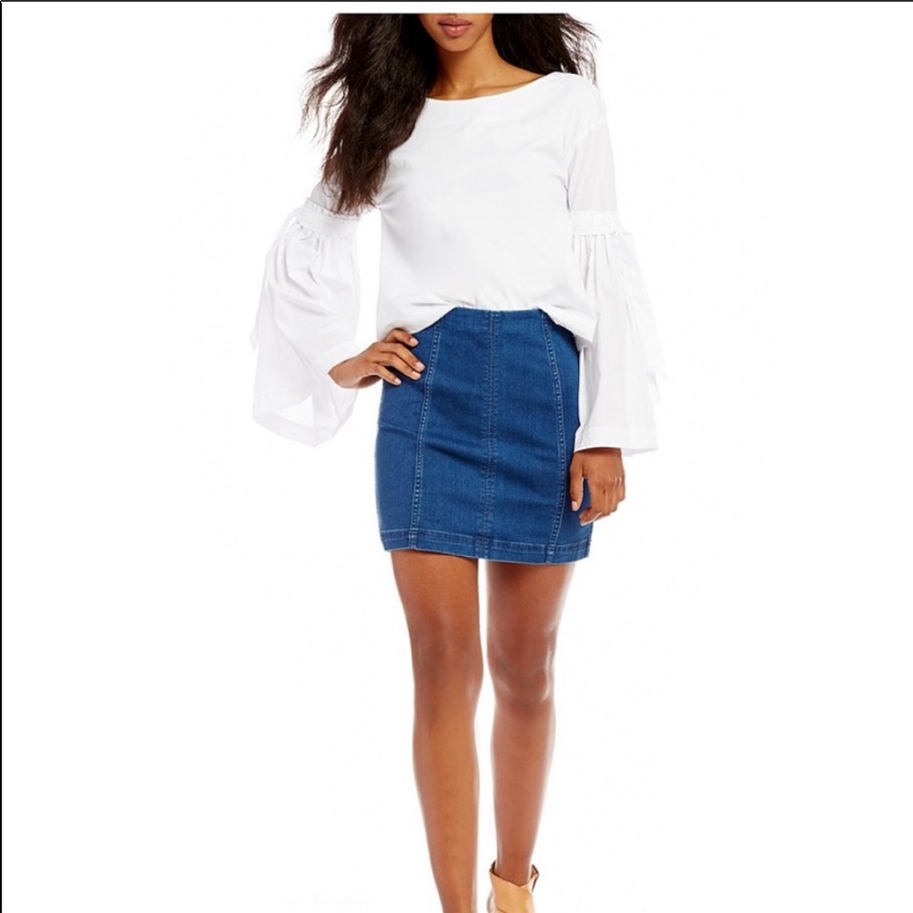 Free People Bell Tie Sleeve Poplin Blouse